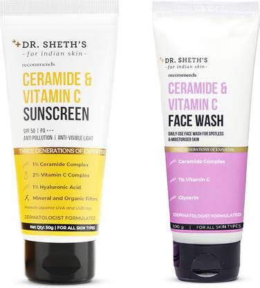 Dr. Sheth's Ceramide & Vitamin C Sun Protect & Brighten Duo (Sunscreen ...