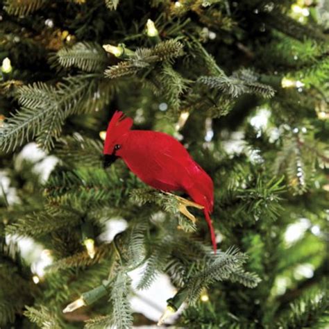 Cardinal Ornament Handmade with Real Goose Feathers & Golden Clip