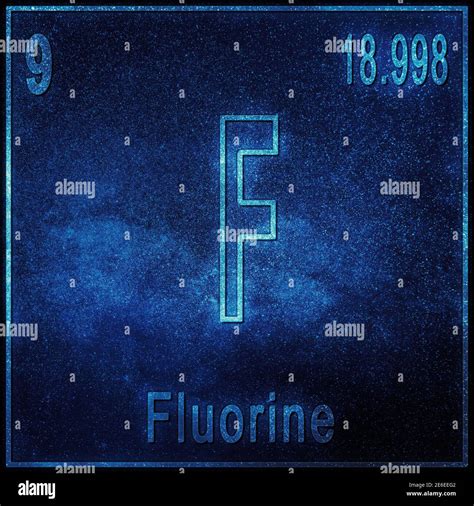 Fluorine chemical element, Sign with atomic number and atomic weight, Periodic Table Element ...