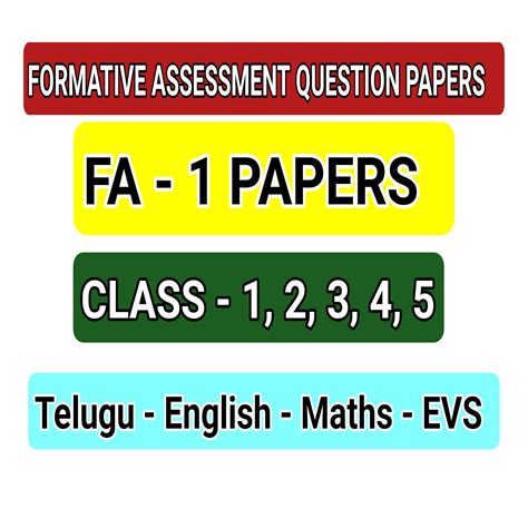 DOWNLOAD FORMATIVE ASSESSMENT FA 1 QUESTION PAPERS CLASS 1 2 3 4 5 - MS ...