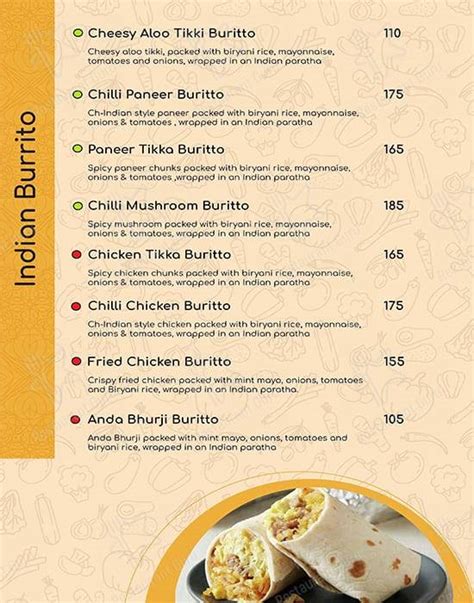 Menu at Rosy Roti, Kolkata