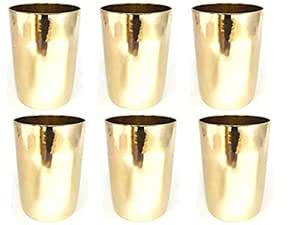 Buy Vardhantcrafts Pure Brass Kansa Glass 300ml Pack of 6 Online at Low ...