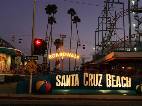 Beach Boardwalk At Night
