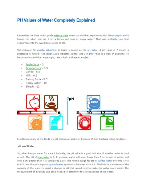 PH Values of Water Completely Explained | PDF | Sodium Carbonate | Ph