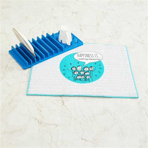 Buy Happiness Printed Dish Drying Mat with Dish Rack from Home Centre ...
