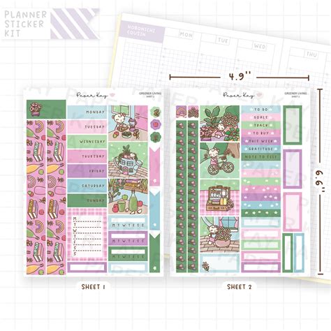Greener Living Hobonichi Cousin Sticker Kit - Paper Kay