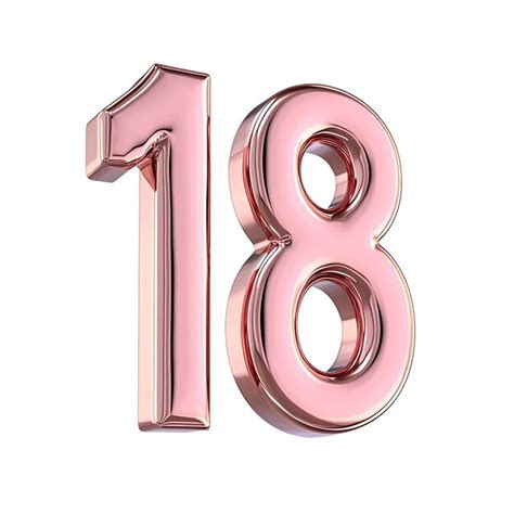 3d rose gold number 18 isolated on white background | Premium AI ...