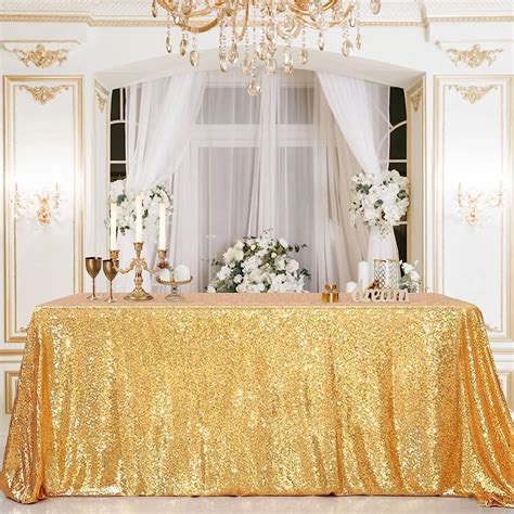 Glitter Sequin Table Cloth Rectangular Table Cover Rose Gold Tablecloth ...