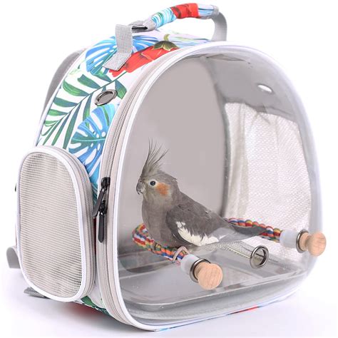 ORIZZP Bird Carrier Backpack with Rope Perch, Portable Bird Travel ...