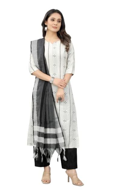 RICH ASIA Women Cotton Kurta, Pant Set with Dupatta | for Traditional ...