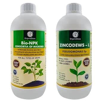 OrganicDews Bio NPK consortia 1 Litre + Zinc Solublizing Bacteria 1 ...