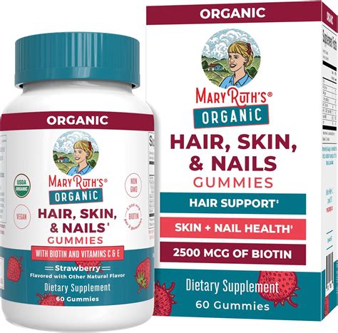 MaryRuth's Hair Skin and Nail Vitamins | USDA Organic | Biotin Gummies ...