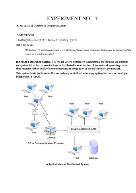 Experiment NO 2 - Distributed Operating System is a model where ...