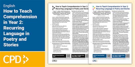 How to Teach Comprehension in Year 2: Recurring Language in Poetry and ...