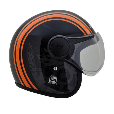Vega Jet Old School W/Visor Black Orange Helmet | Shop Helmets at ...