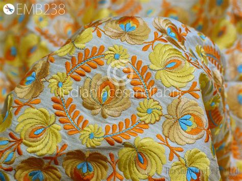 Buy Indian Embroidered Fabric by the Yard Sewing DIY Crafting ...