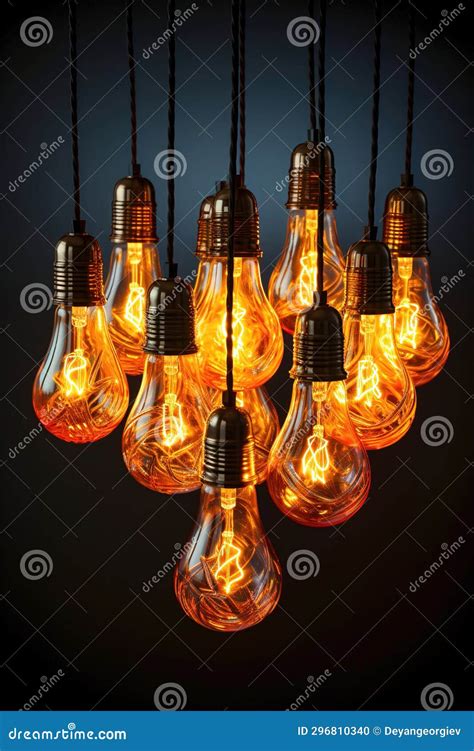 A Bunch of Black Isolated Vintage Light Bulbs Hanging from a Ceiling ...