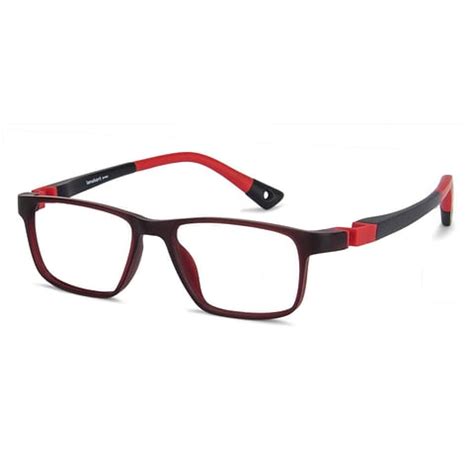 Buy Kids Glasses: Matte Marron Red Black Full Rim Rectangle Kids 5-8 ...
