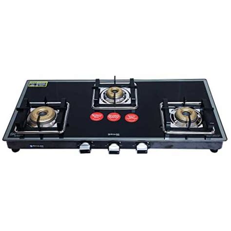 Sharkline 3 Burner LPG Gas Stoves 3B IGNITE Glass Top (Black) Price in ...