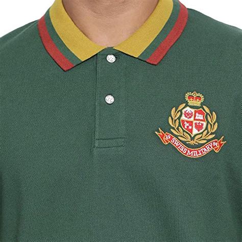 Buy Swiss Military Men's Solid Regular fit Polo (TSHM20022_Dark Green ...
