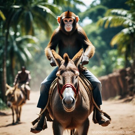 Monkey Riding Donkey | Stable Diffusion Online