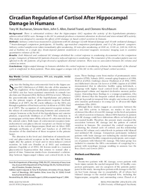 (PDF) Circadian regulation of cortisol after hippocampal damage in ...