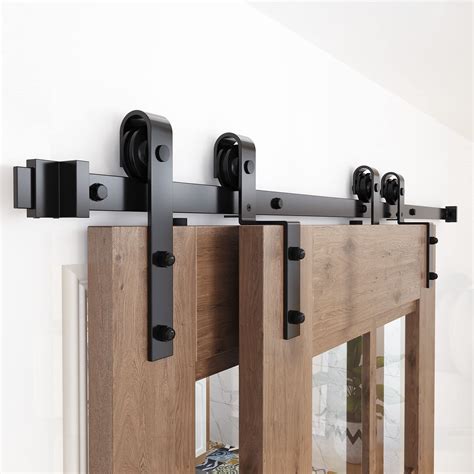 ZEKOO 5FT -12 FT Single Track Bypass Sliding Barn Door Hardware Kit for ...