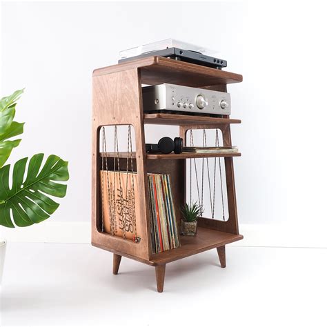 Mid Century Modern Record Player Table / Vinyl Records Storage Unit ...