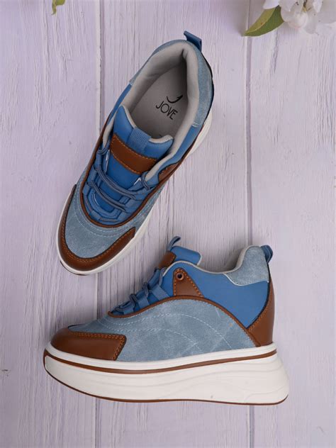 Women Blue Colourblocked Sneakers – ShoeTree