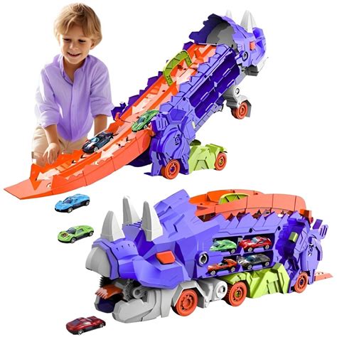Happy Hues Dinosaur Storage Truck Toy-with Foldable Sliding 25-Inch ...