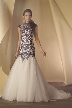 White Wedding Dress With Black Lace by 35 Black White Wedding Dresses With Edgy Elegance White Wedding Dress With Black Lace
