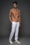 Buy Brown Linen Collared Jacket For Men by Balance By Rohit Bal Online ...