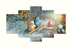 Decor Triangle Radha Krishna Wall Art – 5-Piece HD Print MDF Wall ...