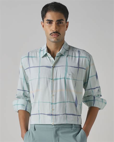 Aqua Printed Check Slim Fit Casual Shirt