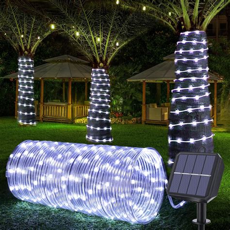Solar Rope Lights, 66ft 200LED Solar String Lights, 8 Modes Waterproof ...