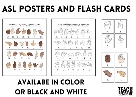 ASL Alphabet Printable Chart and Flashcards - Teach Beside Me