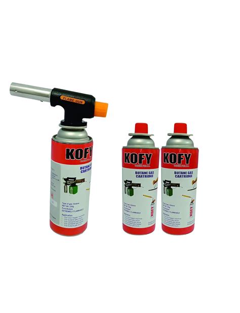Kofy Butane Gas Can Single Nozzle With 1Pc Auto Torch Gun + 3 pc Butane ...
