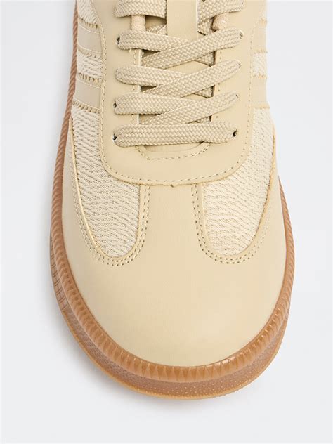 Buy LUNA BLU Ivory Lace-Up Textured Sneakers from Westside
