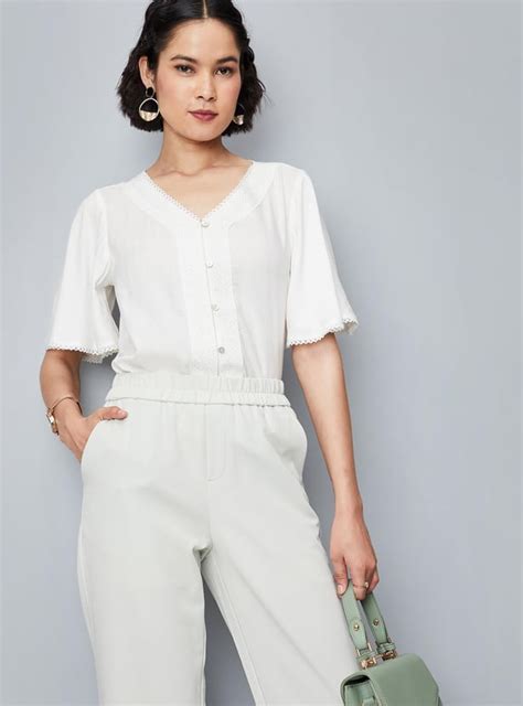 Buy Women Lace V-Neck Woven Blouse Online at just Rs. 699.0 ...