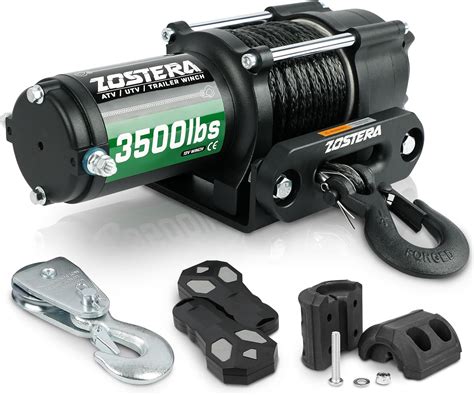 Amazon.com: Zostera 3500lbs ATV/UTV Winch with Synthetic Rope, Electric Boat Trailer Winch 12V ...