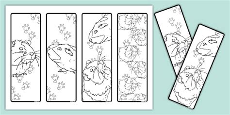 Guinea Pigs Colouring Bookmark (teacher made) - Twinkl