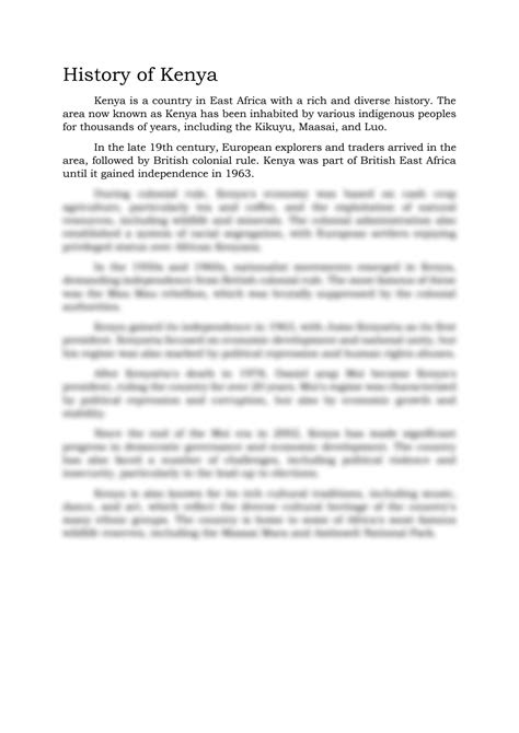 SOLUTION: History of kenya - Studypool