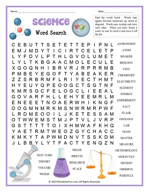 Science Word Search for Kids