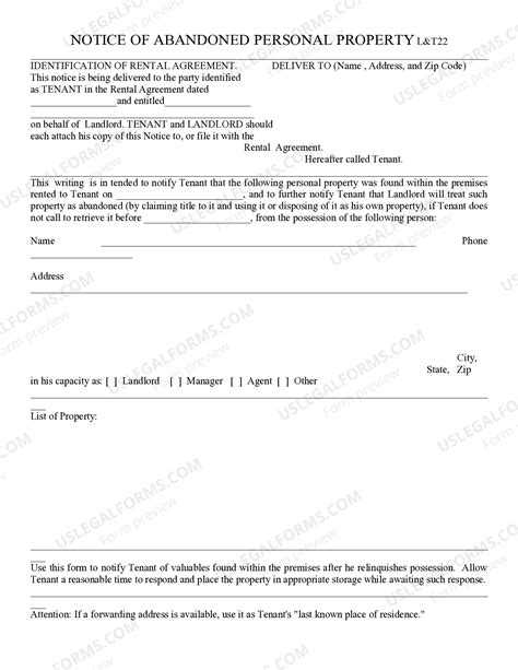 Arizona Notice of Abandoned Personal Property | US Legal Forms