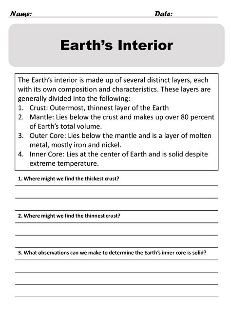 GeoKidz | Discover Earths Layers Worksheets - GeoKidz - Worksheets Library