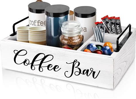 Buy Coffee Station Organizer Wooden Coffee Bar Accessories Organizer ...