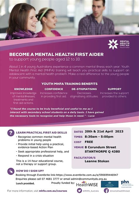 Youth Mental Health First Aid Course, Dalveen State School, 15 January ...