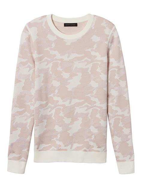 Banana Republic Camo-Print Jacquard Crew $118.00 | Camo print, Black ...