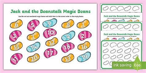 Jack and the Beanstalk Magic Bean Number Ordering 0-100 Activity