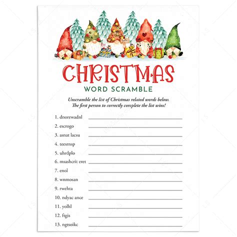 Christmas Word Scramble Free Printable With Answers | Fanny Printable